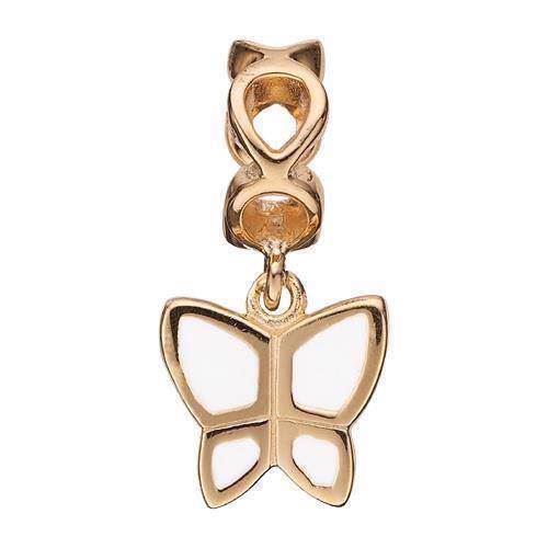Image of Butterfly Love White Forgyldte sølv Charms til sølv og guld armbånd smykke fra Christina Collect
